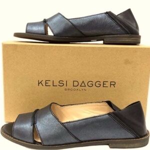 Anthropologie Kelsi Dagger Brooklyn Samantha Convertible Black leather Flat Shoe